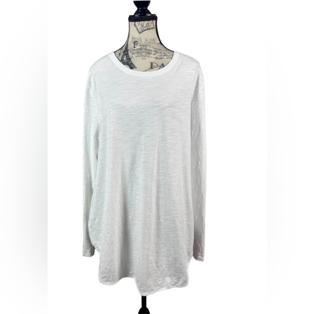 3RD Story Elegant White Stripe and Star Long sleeves Women's Tunic Top Size XL